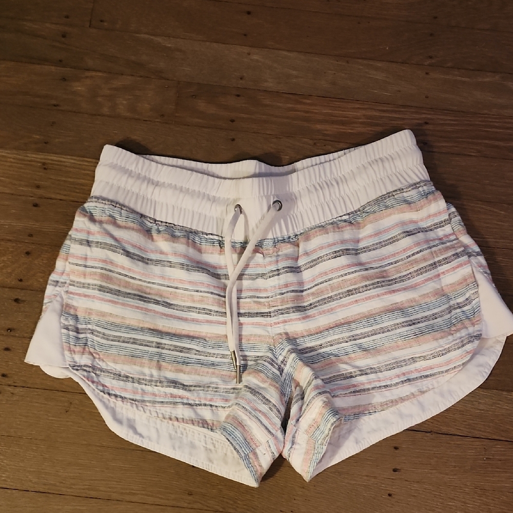 Athleta Beechside Cabo Multicolor Striped Athletic Shorts W/ Pockets #405736